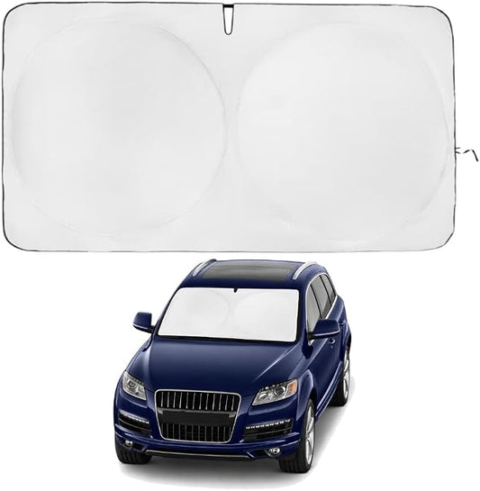 Windshield Sun Shade | Compatible for Audi Q7 (2007-2015) | Certified 99.87% UVB & 99.02% UVA Car Sun Shade. Award Winning Sunshade - Patented Technology | Car Shades by Kinder Fluff