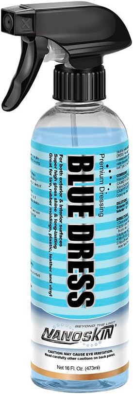 Nanoskin BLUE DRESS Premium Dressing 16 Oz. - Sprayable Interior & Exterior Dressing for Car Detailing | Works on Tire, Vinyl, Rubber, Plastic & Trim | Safe for Cars, Trucks, Motorcycles, RVs & More