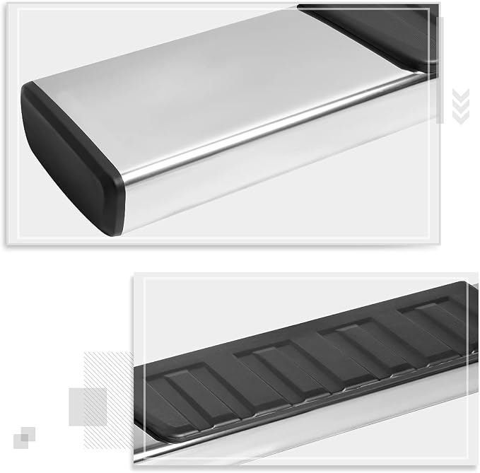 [Pair] 6 Inch Chrome Stainless Running Boards Side Steps Bars Compatible with 07-19 Chevy Silverado/GMC Sierra Crew Cab
