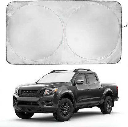 Windshield Sun Shade | Compatible for Nissan Frontier (2022-2026) | Certified 99.87% UVB & 99.02% UVA Car Sun Shade. Award Winning Sunshade - Patented Technology | Car Shades by Kinder Fluff