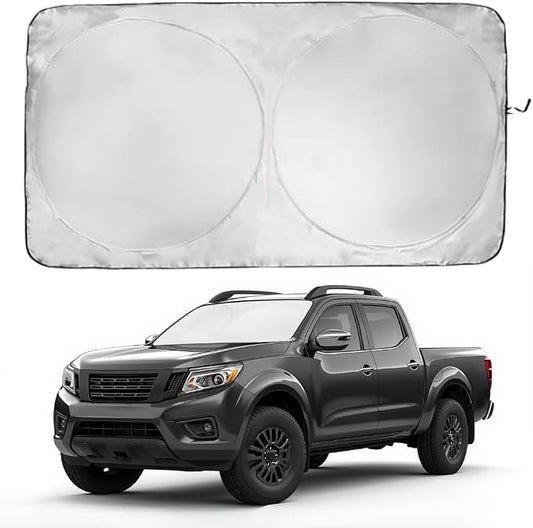 Windshield Sun Shade | Compatible for Nissan Frontier (2022-2026) | Certified 99.87% UVB & 99.02% UVA Car Sun Shade. Award Winning Sunshade - Patented Technology | Car Shades by Kinder Fluff