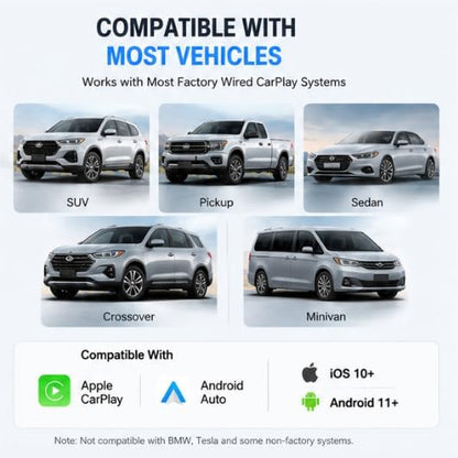 Wireless Carplay Adapter for Nissan Murano 2018-2019 SUV- Fast Auto-Connect with Premium Metal and Acrylic Glass Design