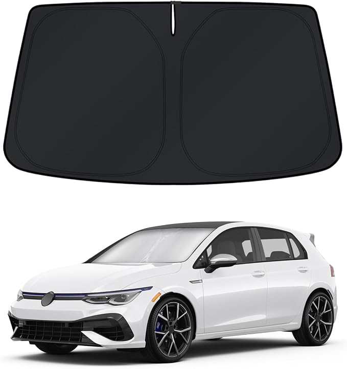 KUST Windshield Sun Shade for 2022-2025 2026 Volkswagen VW Golf GTI Golf R Accessories Window Sunshade Sun Visor Protector Foldable Blocks UV Rays Keep Your Car Cooler