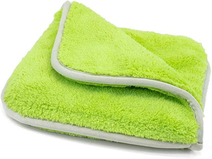 Autofiber [Double Flip] Microfiber Rinseless Wash Towel 8"x8" Blue - 3 Pack (Green)