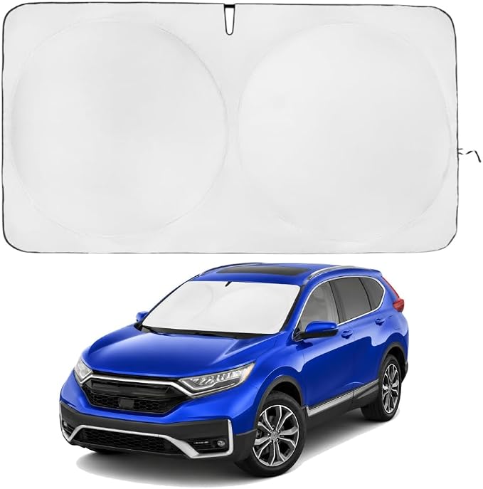 Windshield Sun Shade | Compatible for Honda CRV (2017-2022) | Certified 99.87% UVB & 99.02% UVA Car Sun Shade. Award Winning Sunshade - Patented Technology | Car Shades by Kinder Fluff