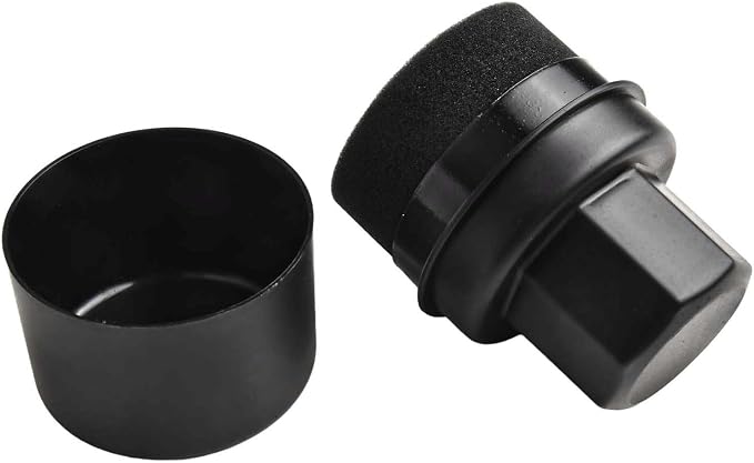 Wheel Tire Sponge Brush for Car Polishing and Waxing with Protective Lid, Featuring Curved and Flat Shape Applicators (Black trim)