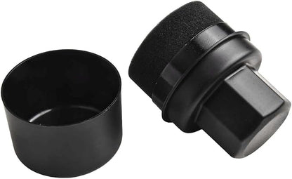 Wheel Tire Sponge Brush for Car Polishing and Waxing with Protective Lid, Featuring Curved and Flat Shape Applicators (Black trim)