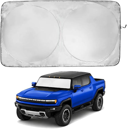 Windshield Sun Shade | Compatible for GMC Hummer EV (2022-2025) | Certified 99.87% UVB & 99.02% UVA Car Sun Shade. Award Winning Sunshade - Patented Technology | Car Shades by Kinder Fluff