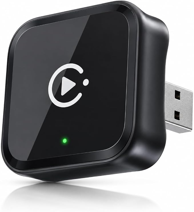 Wireless CarPlay Adapter for iPhone 8+ Latest Upgrade, Mini Wired to Wireless Car Play Adapter, Fast Low-Lag Auto-Connect Bluetooth CarPlay Dongle, Stable Connection, USB & Type-C for Cars