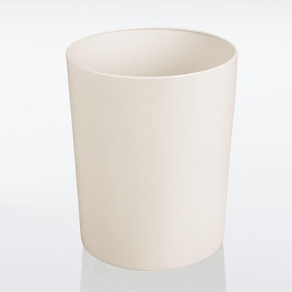 mDesign Round Metal Small 1.7 Gallon Recycle Trash Can Wastebasket, Garbage Container Bin for Bathrooms, Kitchen, Bedroom, Home Office - Durable Stainless Steel - Mirri Collection - Cream/Beige