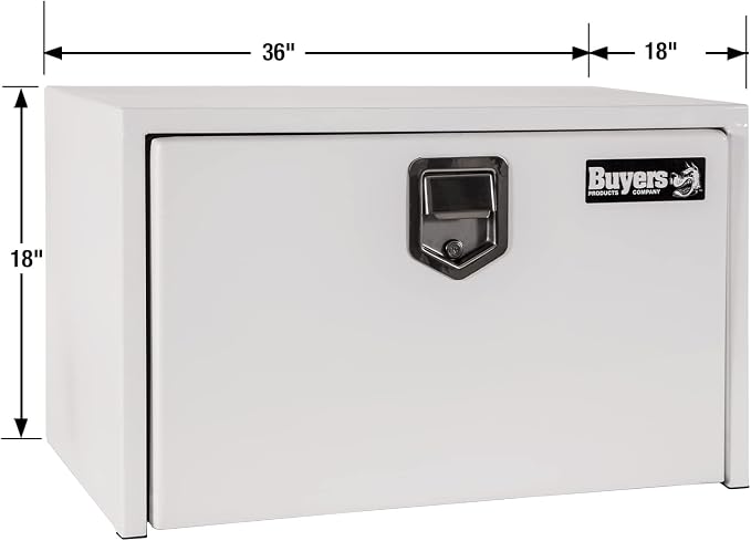 Buyers Products 1702205 Steel Underbody Truck Tool Box 18 x 18 x 36 Inch, White Powder-Coated 14 Ga Steel, Locking Stainless Paddle Latch, Drop Door, Weather-Resistant, Made in USA
