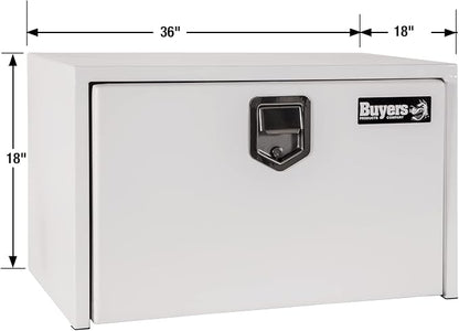 Buyers Products 1702205 Steel Underbody Truck Tool Box 18 x 18 x 36 Inch, White Powder-Coated 14 Ga Steel, Locking Stainless Paddle Latch, Drop Door, Weather-Resistant, Made in USA