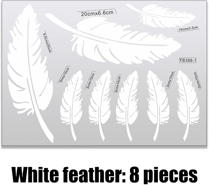 Ouliget Car Stickers Feathers Cover Scratches,Scratch Repair Decoration Vinyl Decals,Car Decoration Mirror Sticker Laptop Wall Decal,White