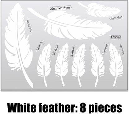 Ouliget Car Stickers Feathers Cover Scratches,Scratch Repair Decoration Vinyl Decals,Car Decoration Mirror Sticker Laptop Wall Decal,White