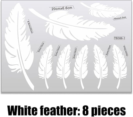 Ouliget Car Stickers Feathers Cover Scratches,Scratch Repair Decoration Vinyl Decals,Car Decoration Mirror Sticker Laptop Wall Decal,White