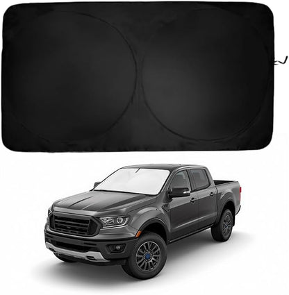 Windshield Sun Shade | Compatible for Ford Ranger (2019-2026) | Certified 99.87% UVB & 99.02% UVA Car Sun Shade. Award Winning Sunshade - Patented Technology | Car Shades by Kinder Fluff