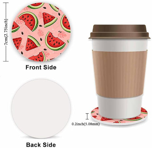 Cute Watermelon Steering Wheel Cover for Women,Universal Auto Steering Wheel 14-15 Inch Car Interior Accessories with 2PCS Car Coasters,Suitable for Men and Women