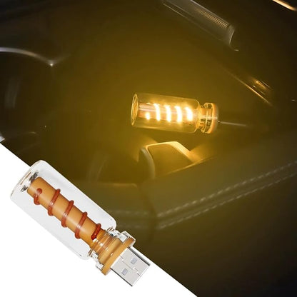 Touch Control Car Atmosphere Light, USB Lights Portable Mini Glass Bottle LED Bulb Night Lights, USE for Vehicle Bedroom Camping Decoration - Yellow