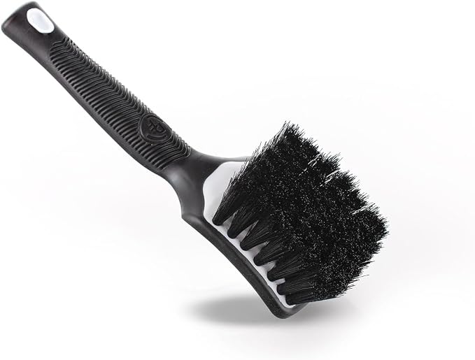 Detail Factory - ProGrip Interior Scrub Brush - Soft Bristles - Rubber Grip for Maximum Stability and Comfort - Curved Head Profile for Better Clearance - Black Ice