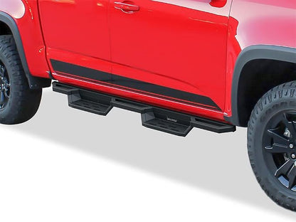APS Stainless Steel 6.5in Nerf Bars Pocket Steps Square Tube Rocker Guards Compatible with Chevy Colorado GMC Canyon Crew Cab 15-26