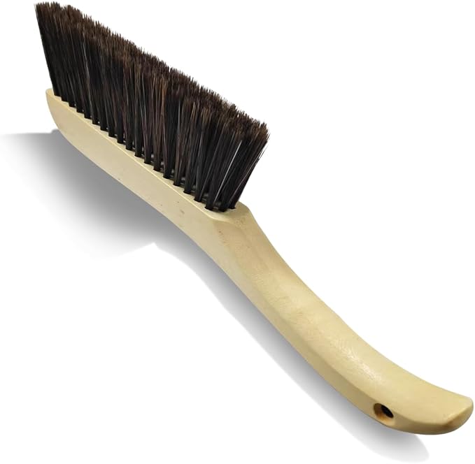 Wooden Auto Interior Dust Brush, Long Handle Car Detailing Brush, Multipurpose Automotive Soft Duster for Dashboard, Workshop, Air Vent, Skylight (Curved Handle)