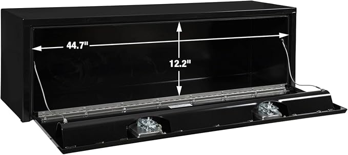 Buyers Products 1703328 Black Steel Underbody Truck Tool Box – 15 x 13 x 48 Inch - Truck Bed & Underbelly RV Storage Box, Locking T-Latch, Weather-Resistant, Heavy-Duty Flatbed Job Box, Made in USA