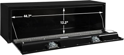 Buyers Products 1703328 Black Steel Underbody Truck Tool Box – 15 x 13 x 48 Inch - Truck Bed & Underbelly RV Storage Box, Locking T-Latch, Weather-Resistant, Heavy-Duty Flatbed Job Box, Made in USA