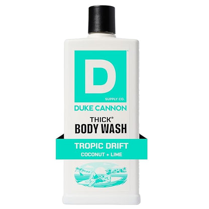 Duke Cannon Supply Co. THICK High Viscosity Body Wash for Men - 18 fl oz - Tropic Drift - Coconut + Lime Scent - Mineral-Enriched, Cleansing Shower Gel