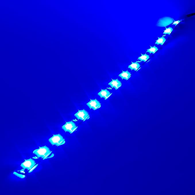 DC 12V Waterproof 1Ft 12 LED Strip Underbody Light with 6 inches Wires for Motor (Blue,Pack of 6)