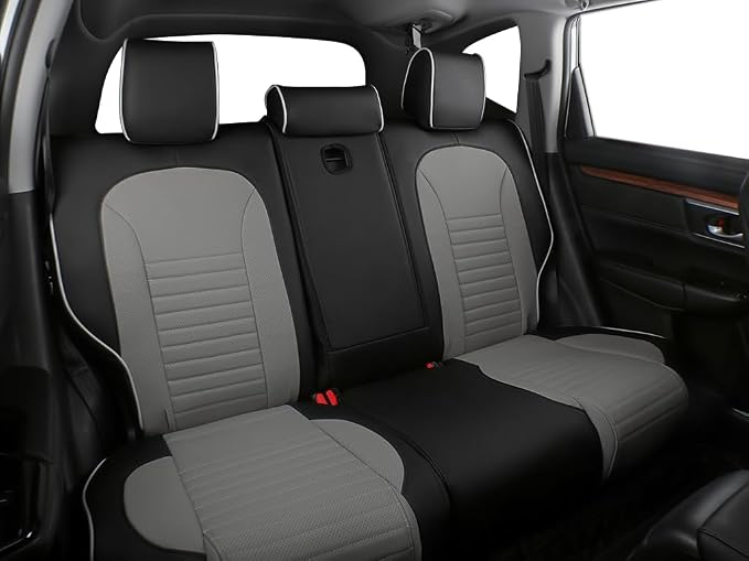 EKR CRV Seat Covers Custom Fit for Honda CRV 2017 2018 2019 2020 2021 2022,Leather Car Seat Cover Full Set for Trucks SUV,Waterproof Car Seat Cushion,Faux Leather (Black/Gray)