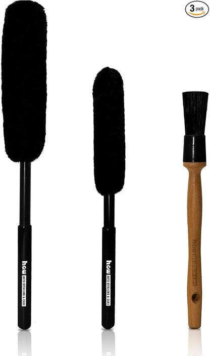 H.O.W 3pcs Car Wheel Rim Tire Brushes for Cleaning Tires, Detailing & Tire Scrub Brush Kit
