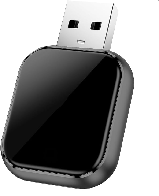 Mini CarPlay Wireless Adapter for Apple iPhone - Converts Wired to Wireless CarPlay Adapter, CarPlay Dongle Stick for Apple Wired CarPlay Cars & for iPhone iOS 10+, USB & Type-C, Plug & Play, Dark