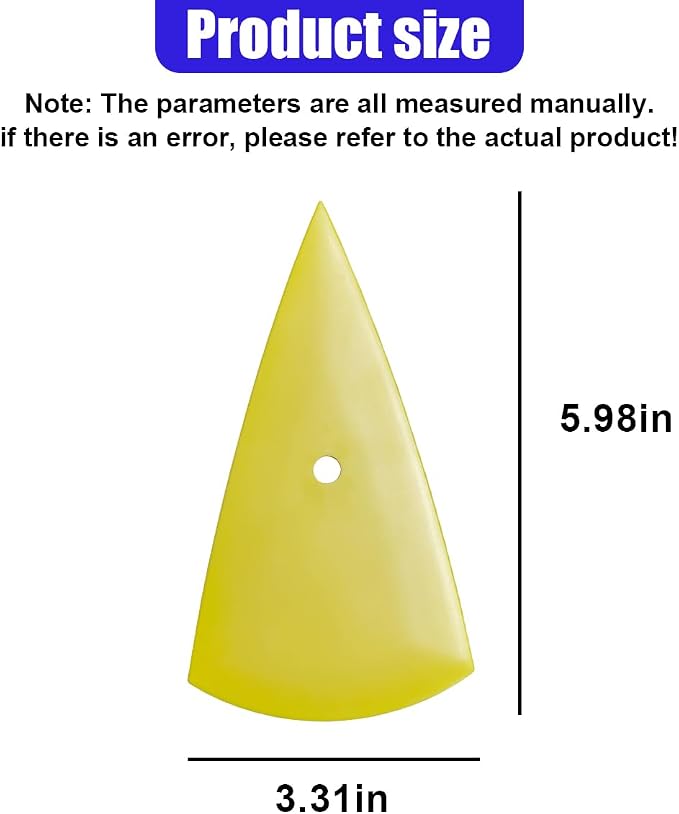 2PCS Triangle Squeegee Car Tint Squeegee, Go Corner Contour Vinyl Wrap Scraper, Fine-Edge Window Tint Tool for PPF Vinyl Wrap, Wallpaper, Decal Sticker Installation(Yellow)