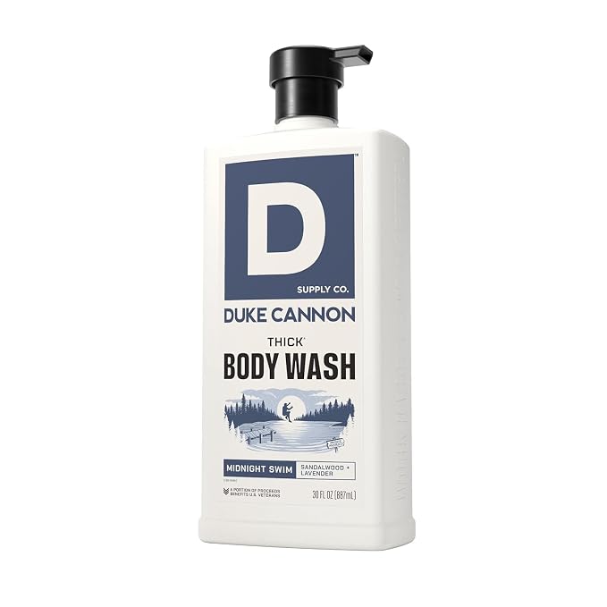 Duke Cannon Supply Co. THICK High Viscosity Body Wash for Men - 30 fl oz - Midnight Swim - Sandalwood + Lavender Scent - Mineral-Enriched, Cleansing Shower Gel