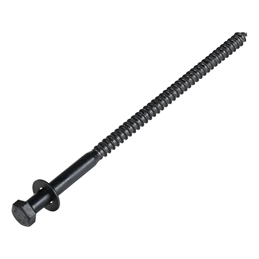3/8 x 8 (25 Pack) Lag Screw Kit, 25 Screws and 25 Washers, Ceramic Black Ruspert Coating for Exterior Use, Meets ASTM A307 and ASME B18.2.1, Industrial/Commerical Grade by Makers Bolt