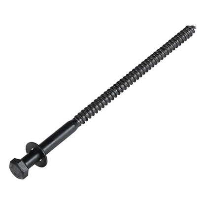 3/8 x 8 (25 Pack) Lag Screw Kit, 25 Screws and 25 Washers, Ceramic Black Ruspert Coating for Exterior Use, Meets ASTM A307 and ASME B18.2.1, Industrial/Commerical Grade by Makers Bolt