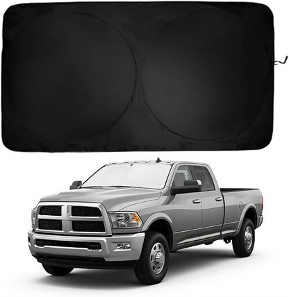 Windshield Sun Shade | Compatible for Dodge Ram 2500 (2010-2026) | Certified 99.87% UVB & 99.02% UVA Car Sun Shade. Award Winning Sunshade - Patented Technology | Car Shades by Kinder Fluff