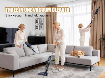 Vacuum Cleaner for Home Powerful Suction Lightweight Self-standing 16.4ft Cord HEPA Filter 3-in-1 Handheld with 180°Left-Right Steering for Pet Hair Hard Floors Vinyl Carpet Car Office (VA001)