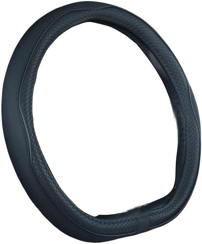 Mayco Bell Flat Bottom Size Steering Wheel Cover Anti-Slip,Safety,Soft,Breathable,Durable,Full Surround,Comfortable Grip Microfiber Leather (D-Shape,Black)