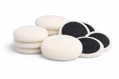 Lambswool Polishing Pads Sheepskin Buffing Pads, Lambs Wool Cutting Pads with Hook and Loop Backing - Wool Buffs (10 Pack, 4 Inch)