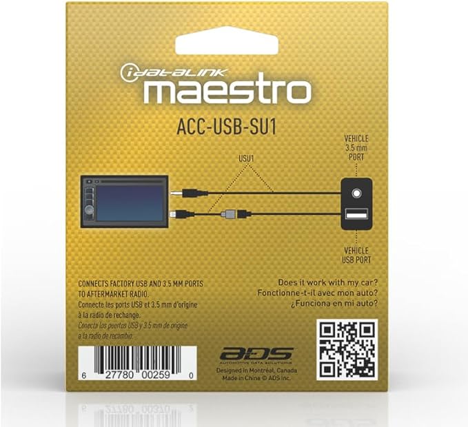Idatalink Maestro Acc-USB-SU1 USB Adapter for Select 2008-2014 Subaru Vehicles - Allows You to Connect The Factory USB Port and AUX Input to a New car Stereo.