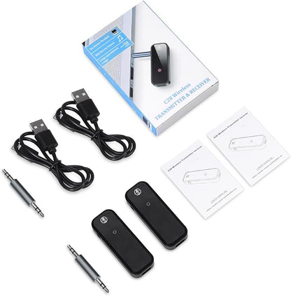 2 Pack Aux Bluetooth Adapter for Car, 2 in 1 Bluetooth 5.3 Transmitter Receiver for Headphones Car Home Audio Speaker, Portable 3.5mm Wireless Audio Receiver, Hands-Free Call