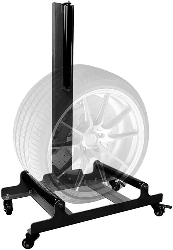 Rolling Wheel Detailing Stand – Heavy-Duty Tire Cleaning and Polishing Roller with 3-Way Rotating Rollers for Ceramic Coating, Tire Shine, Car Wheel Wash – Garage Accessory for Auto Detailers
