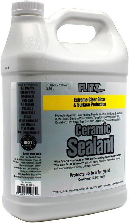 Flitz Ceramic Sealant - 1 Gallon Bottle of USA-Made Ceramic Coating for Cars, Boats, Glass - Repels Water, Polishes, and Protects for 1 Year - Sealant Car Spray Made for All Metals, Fiberglass