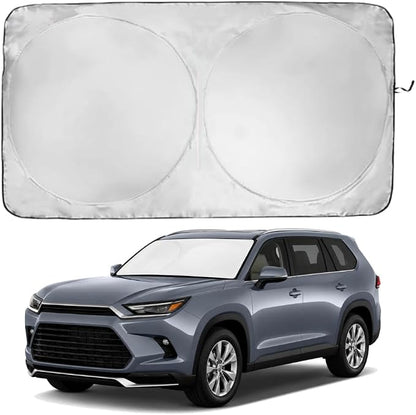 Windshield Sun Shade | Compatible for Toyota Grand Highlander (2024-2026) | Certified 99.87% UVB & 99.02% UVA Car Sun Shade. Award Winning Sunshade - Patented Technology | Car Shades by Kinder Fluff
