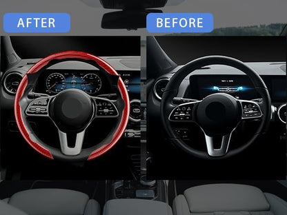 FOAN Steering Wheel Covers, 3PCs Carbon Fiber Anti-Skid Clip on Car Steering Wheel Cover Protector Universal for Most Car, Blue