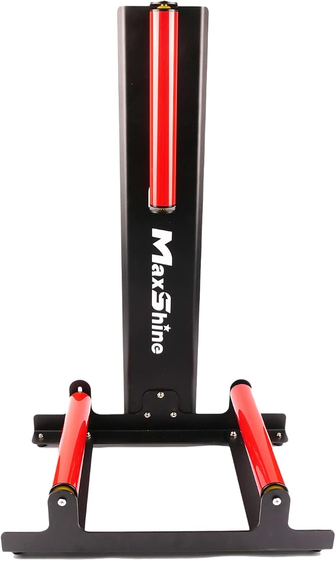 Maxshine Universal Red Wheel & Rim Detailing Rolling Stand | 360° Rotating Tire Stand for Wheel Wash, Ceramic Coating & Tire Shine | Heavy-Duty Rim Roller Stand for Professional Auto Detailing