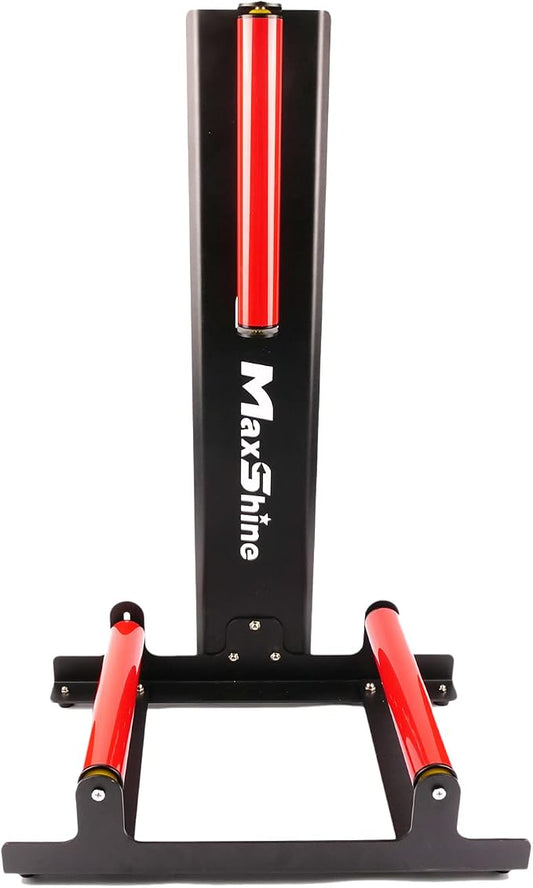 Maxshine Universal Red Wheel & Rim Detailing Rolling Stand | 360° Rotating Tire Stand for Wheel Wash, Ceramic Coating & Tire Shine | Heavy-Duty Rim Roller Stand for Professional Auto Detailing