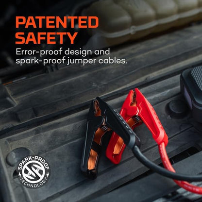 NEBO Assist 2000A Jump Starter | 2000 Peak Amps, Portable Battery Booster Pack for 12V Vehicles, Spark-Proof, USB-C Rechargeable Power Bank, LED Emergency Light, Compact 3-in-1 Roadside Kit