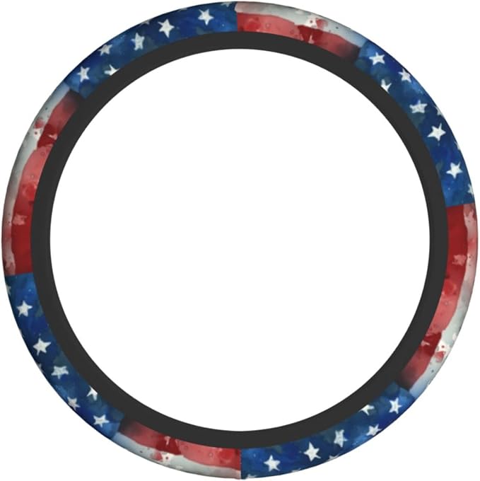 4th of July Flag Steering Wheel Covers Non Slip Neoprene Universal 15 Inch Steering Wheel Protector Car Cover for Men Women